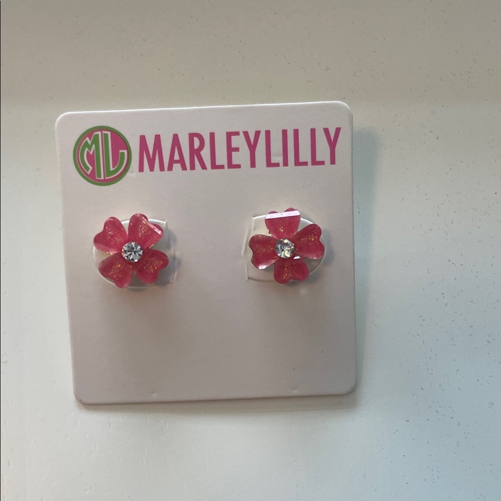 NWT! Marleylilly Pink Flower Earrings